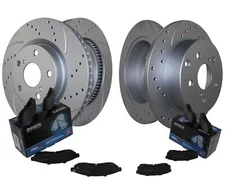 Front Rear Brake Kit Drilled Rotors Akebono ProACT Ceramic Pads For Toyota RAV4