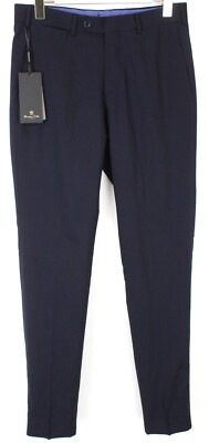 MASSIMO DUTTI Super 120's Wool Hose Herren US 30 Plissiert Nadelstreifen Dunkel