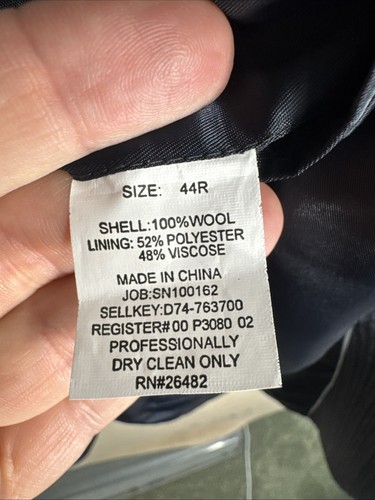 Roundtree & Yorke 44R Taupe Blue Black Houndstooth 100% Wool 2 Button Sport Coat - Picture 12 of 14