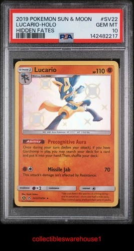 Pokemon Hidden Fates Lucario SV22 PSA 10