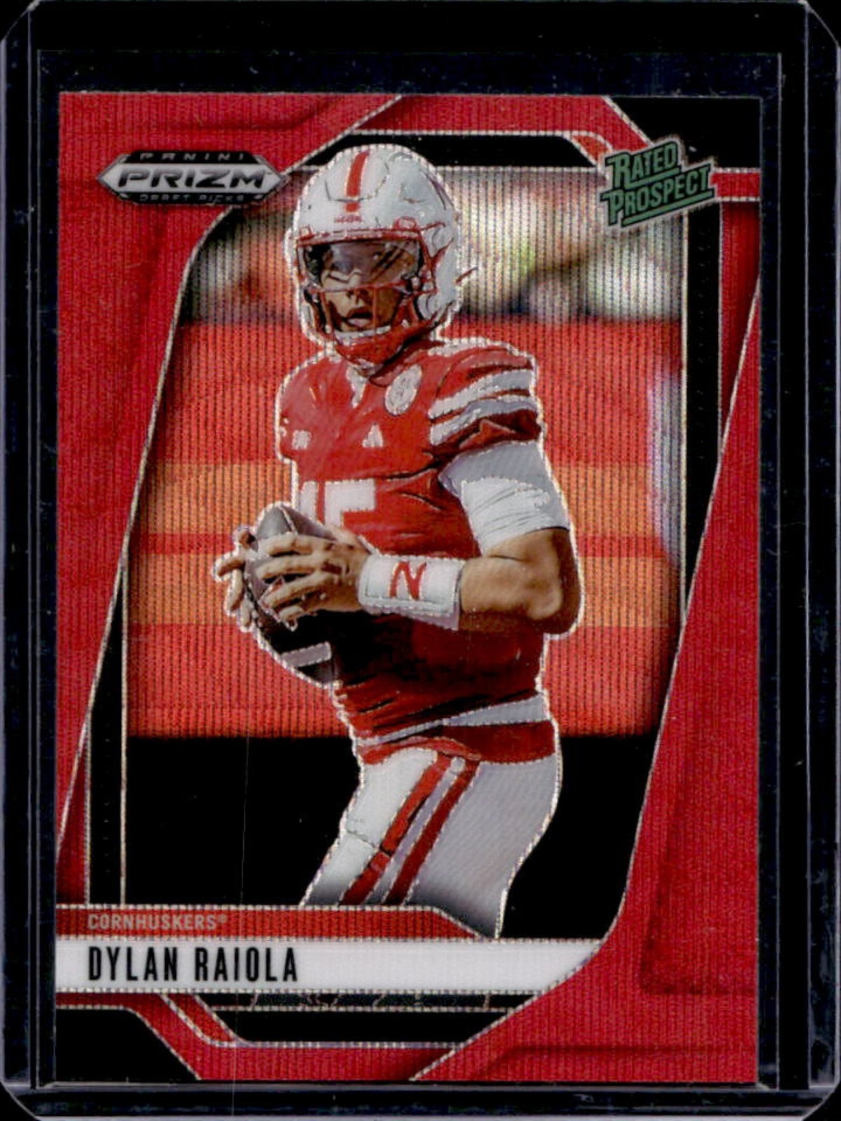 2025 Prizm Draft Picks Dylan Raiola Ruby Wave #158 Cornhuskers