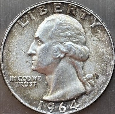 Silbermünze USA Washington Quarter Dollar 1964 Philadelphia.