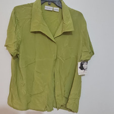 Vintage Jaclyn Smith Plus Womens Green Silk C...