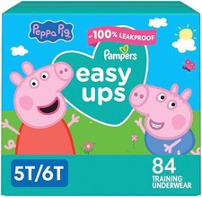 Pampers Easy Ups Disposable Training Underwear - Peppa Pig, 5T - 6T, 84 Count