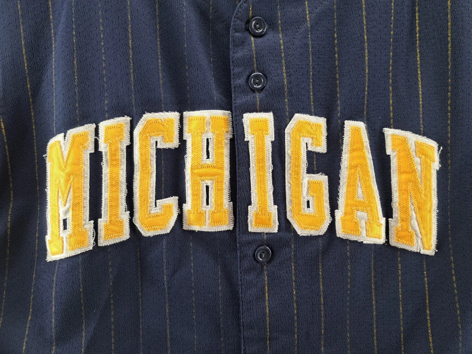 Camiseta de béisbol vintage majestuosa de los Michigan Wolverines para hombre XL deletreada años 90 EE. UU. Foto 4 de 4