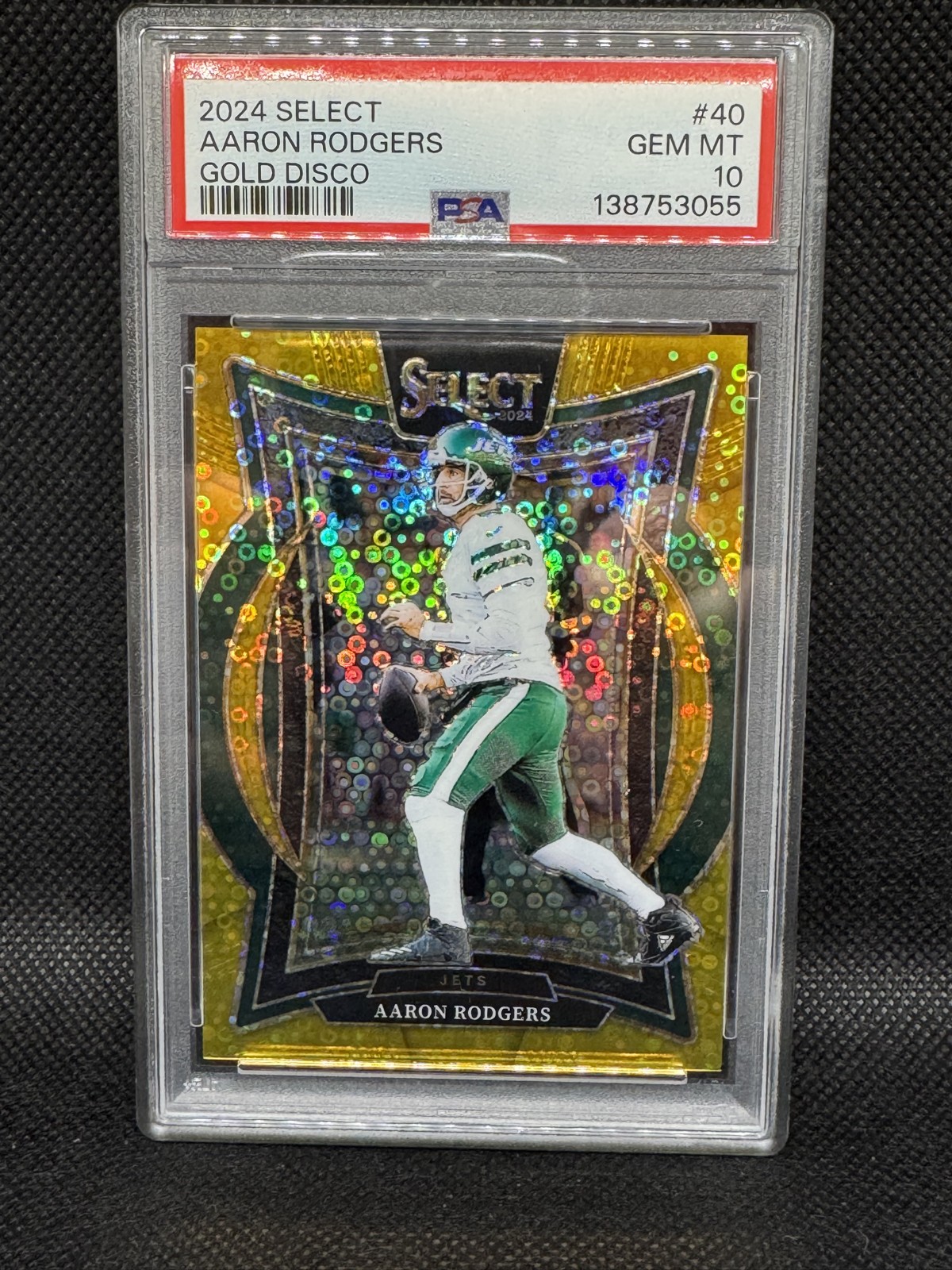 2024 Panini Select Aaron Rodgers #40 Gold Disco PSA 10 Gem Prizm /10 Jets Rare