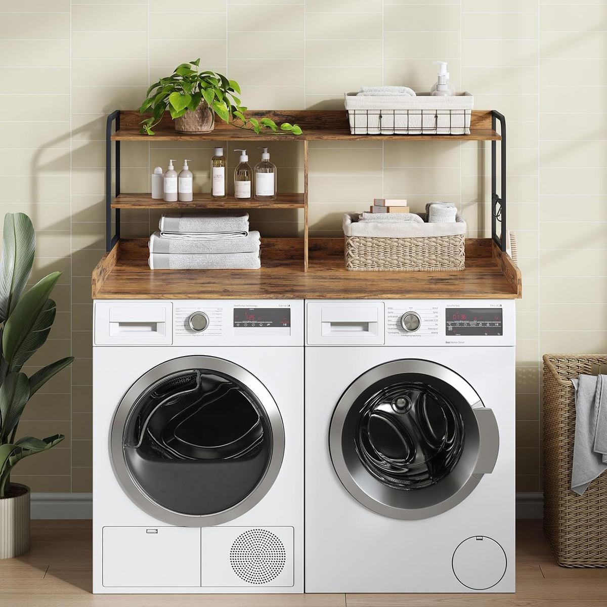 Washer and Dryer Countertop with Shelves, 54