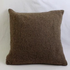 Brown Brushed Wool Blend Throw Pillow 18" x 18"