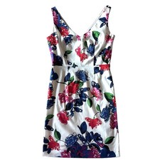 Milly US 6 Sleeveless Shift Dress Floral Lined Wedding Guest Career Tea Time