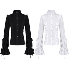 2026 Medieval Gothic Victorian Costume Performance Vintage Vampire Shirt Tops