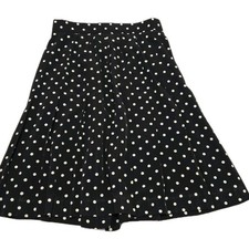 VTG Paradox Womens Black White Polka Dot Pleated Skirt Sz 6 Petite