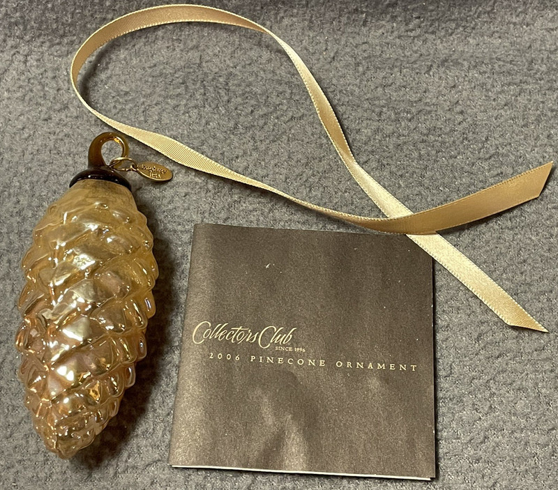 Longaberger 2006 Collectors Club Pinecone Christmas Ornament Blown Glass USA NWB
