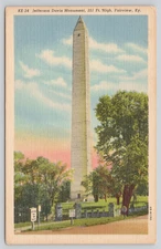 Postcard Jefferson Davis Monument Fairview Kentucky Linen KE 24 Curt Teich
