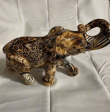 Elephant Figurine Animal Safari Print Home Decor Ceramic Statue