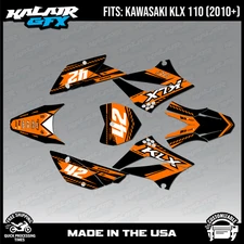 Graphics Kit for Kawasaki KLX110 KLX110R/RL (2010-2024)Lethal- Series- Orange