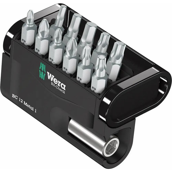 Wera Bit-Check 12 Metal 1 05057424001 Bit-Set 12Teilig Kreuzschlitz Pozidriv,-image