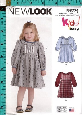 ''Children's Dress''  2023 New Look Sewing Craft Pattern N6774 3-8 New! Uncut!