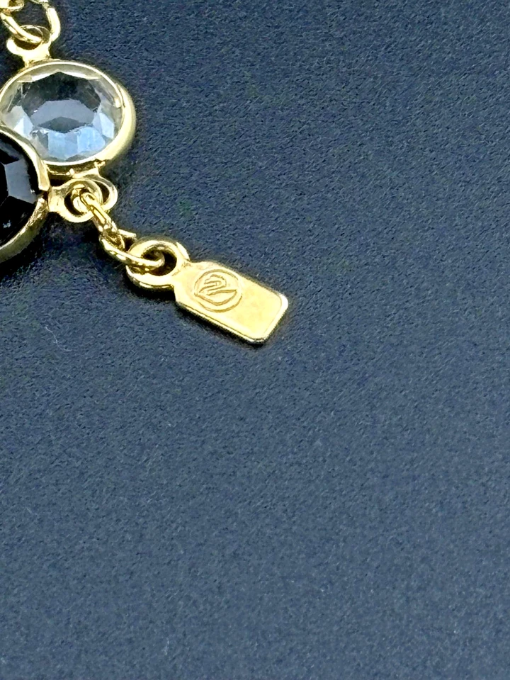 Collar Cisne Swarovski Vintage Negro y Transparente Bisel Abierto Cristales Foto 3 de 4