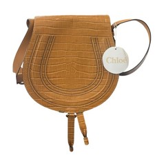 Borsa da sella Chloé Marcie media coccodrillo goffrato autunno marrone pelle sacchetto antipolvere