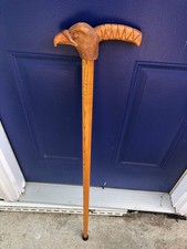 HAND CARVED UNIQUE Wooden EAGLE Cane Walking Stick 37.5"