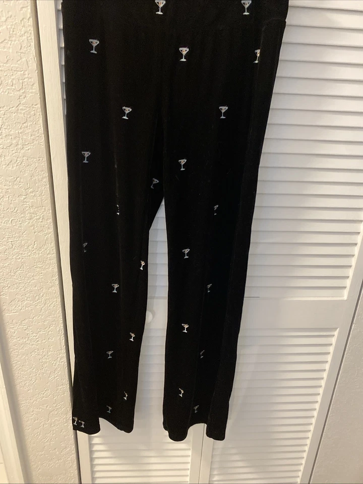 Pantalones para mujer J. McLaughlin negros de terciopelo Martini bordados talla S Foto 3 de 4