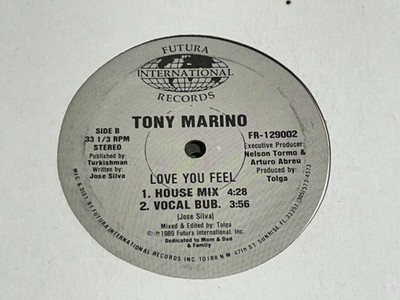 TONY MARINO 12'' LOVE YOU FEEL ~NICE FREESTYLE~