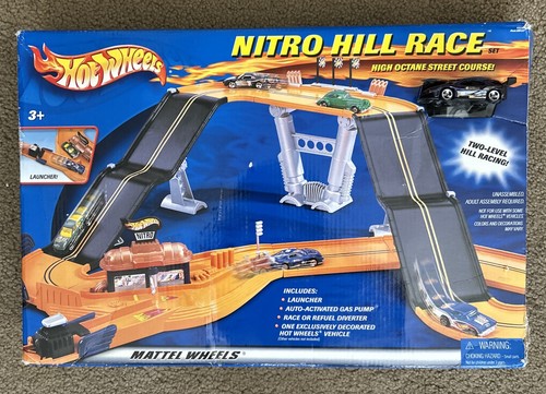 2001  Hot Wheels NITRO HILL RACE High Octane Street Course Set Complete In Box