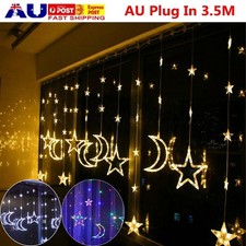 Star and Moon LED Curtain String Light Ramadan Eid Mubarak Garland Lights Decor