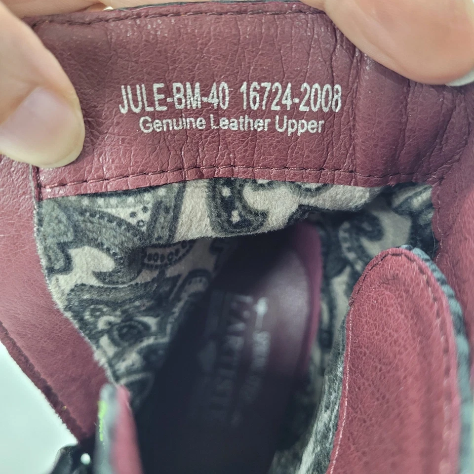 L'Artiste Spring Step JULE-BM Black Leather Embossed Studded Ankle Boots EU 40 - Image 4 of 4