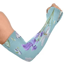 Boccsty Gardening Sleeves for Women Men Sun Protection Arm Sleeves Iris Flowers