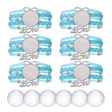 Bracelet Blanks for Jewelry Making 6pcs 25mm Blue
