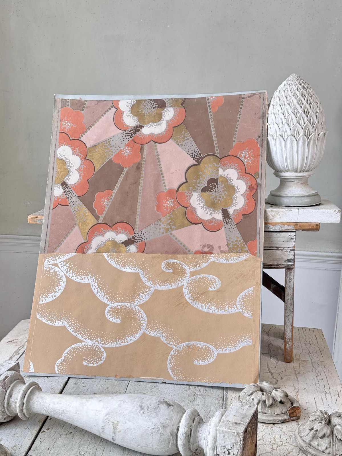 25x20 Art Deco Wallpaper French Hand Block Antique Wall Art design frameable Ch