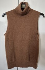 Mango MNG Selection 100% Cashmere Brown Sleevless Roll Neck Jumper, size S 10UK