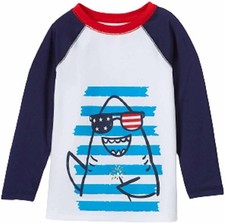 Toddler Boys Shark Long Sleeve Rash Guard Swim Shirt UPF 50 SPF