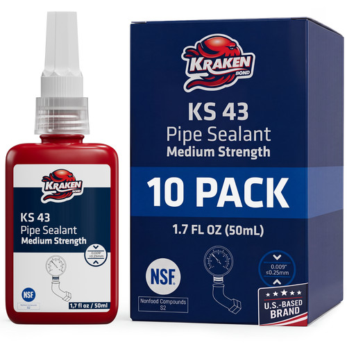 Kraken Bond Pipe Thread Sealant Medium Strength KS 43 (1.7 oz / 50 ml) - 10 Pack