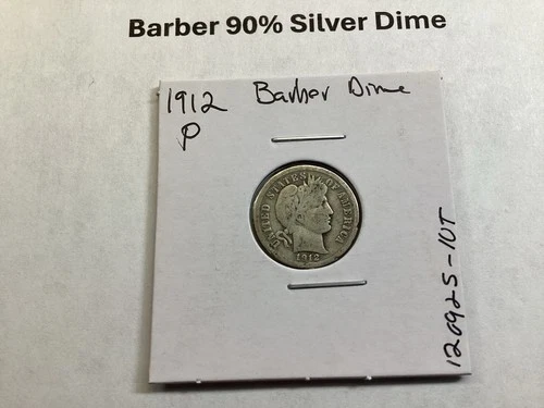 1912 Barber 90% Silver Dime Very Fine Condition US Coin 120925 10a