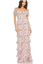 Mac Duggal Off The Shoulder Embroidered Ruffle Tiered Gown- Size 10 LK 127 A 