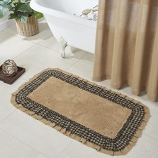 Burlap Check Bath Mat, Natural and Black, 27x38