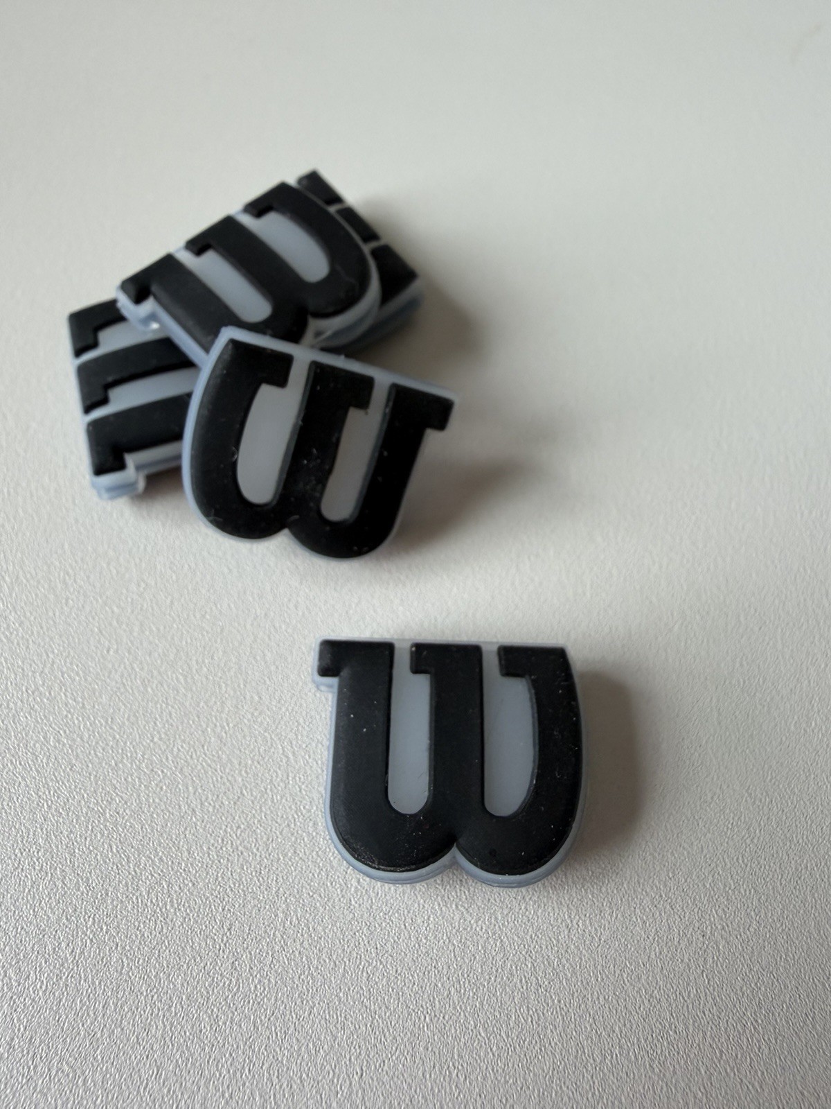5x Wilson "W" Logo Tennis Racquet Vibration Dampeners - Black - Lot Of 5