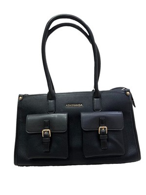 Coconuda Tasche Damen Schwarz Kunstleder Neu Doppeltasche Elegant/Vintage Umhängetasche