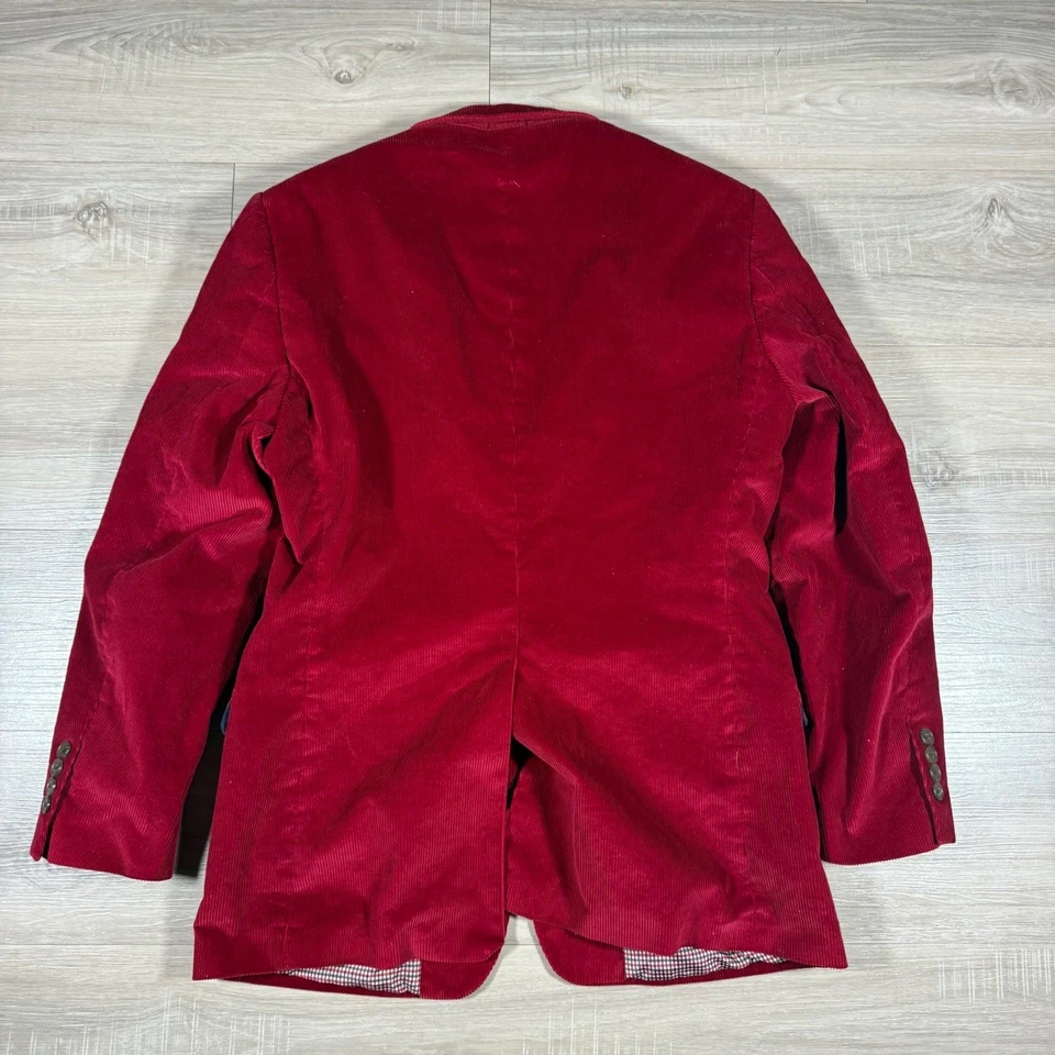 Chaqueta Blazer de Pana Roja Saddlebred para Hombres 38R Abrigo Deportivo Forrado con Dos Botones Foto 3 de 4