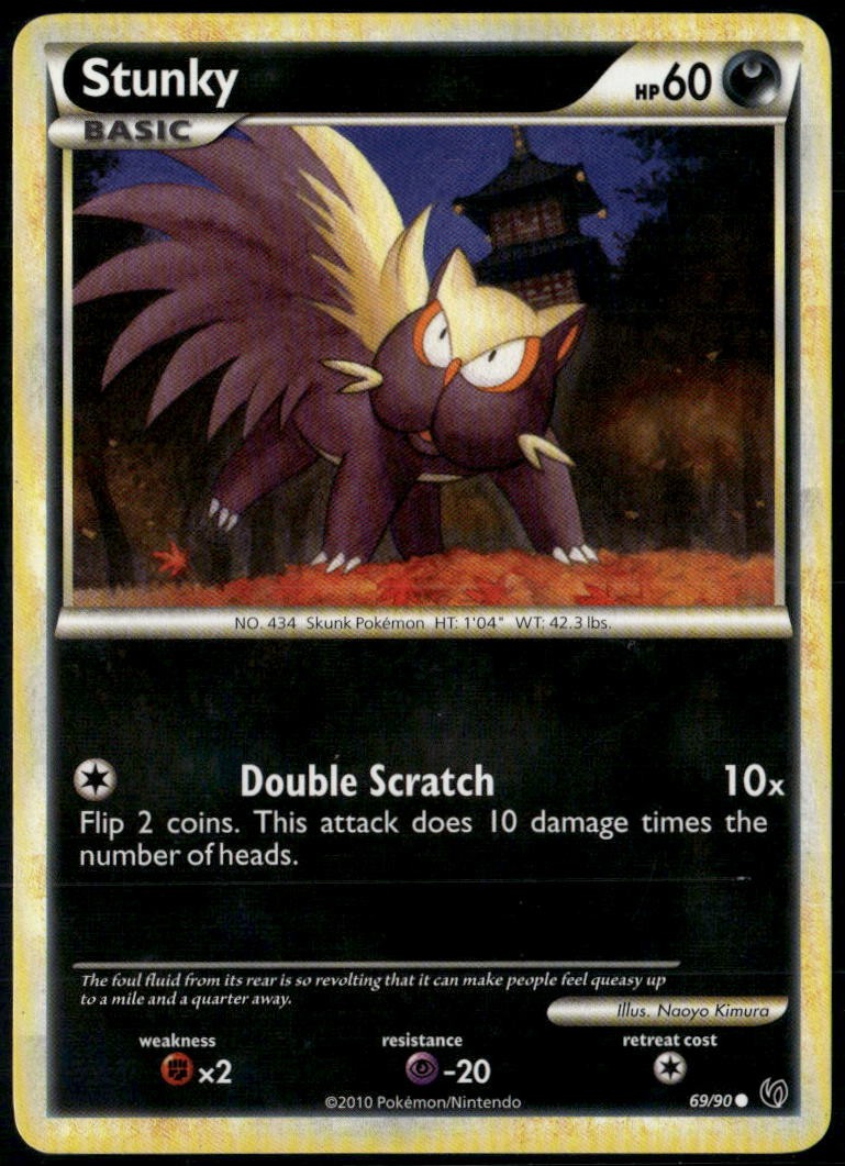Stunky 69/90 Common HGSS Undaunted LP Pokemon Card