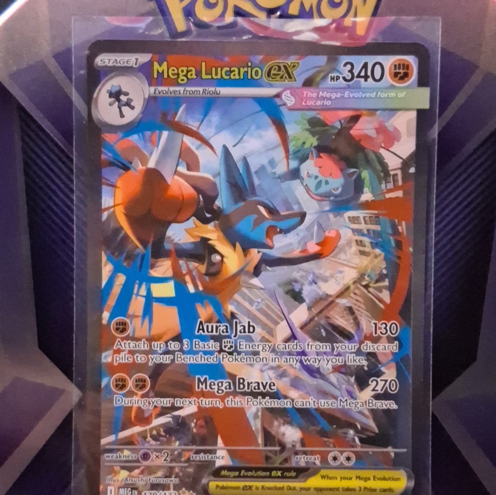 Mega Lucario ex 179/132 Me01 Mega Evolution Holo English 340HP 5ban Graphics