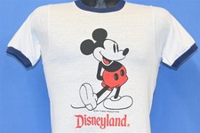 vintage 80s WALT DISNEYLAND MICKEY MOUSE THEME PARK WHITE RINGER t-shirt SMALL S