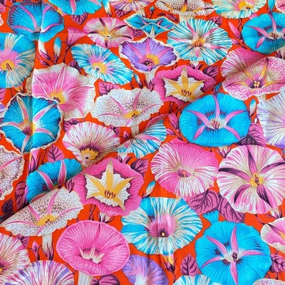 1 YD Floral Fabric Variegated Morning Glory FreeSpirit Pink