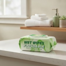 80 Count Alcohol-Free Flushable Wipes - Soft  Hypoallergenic, Eco-Friendly