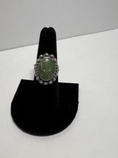 Vintage Sterling Silver Green Turquoise Ring 7.4g Signed ONG Adjustable Navajo
