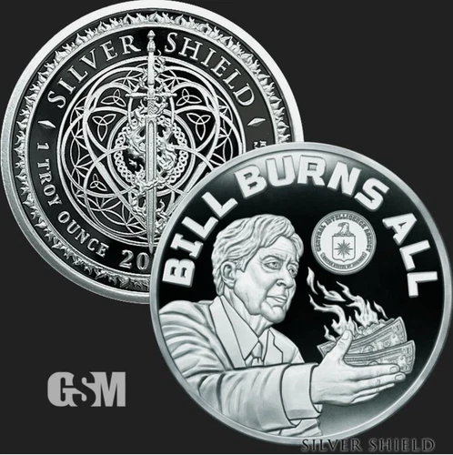 2024 Bill Burns All  Silver Shield 1 Troy oz .999 Silver Proof Round BOX & COA