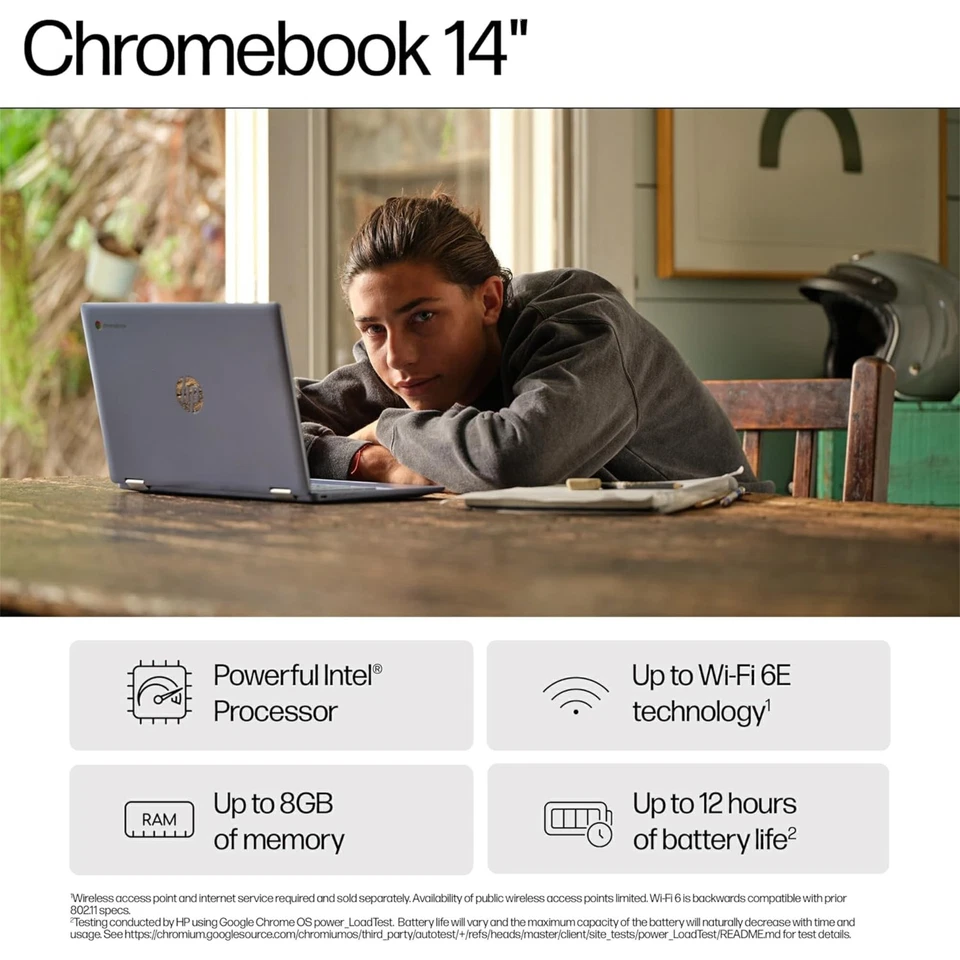 HP Chromebook 14a-nf0000sa 9Z6X5EA Intel Core i3-N305 8GB 256GB UFS 14" ChromeOS - Image 3 of 4
