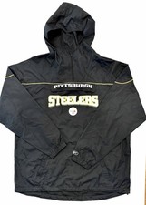 Pittsburgh Steelers Reebok 1/4 Zip Jacket Sz XL Pullover Windbreaker BlackHoodie